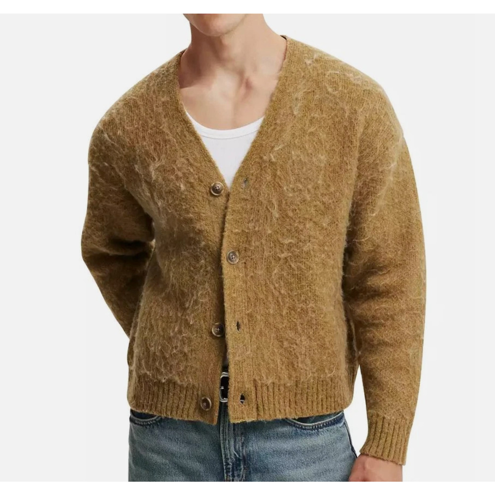 Cotton On Men's Cropped Cardigan Sweater Wheat Size M